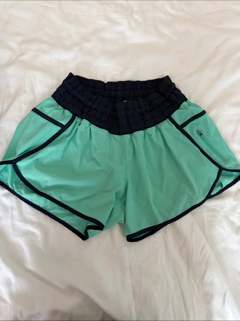 Women’s Aqua Athletic Shorts with Navy Trim lululemon
